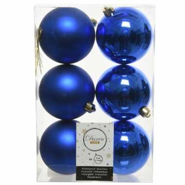 30x kobalt blauwe kerstballen 8 cm kunststof mat/glans