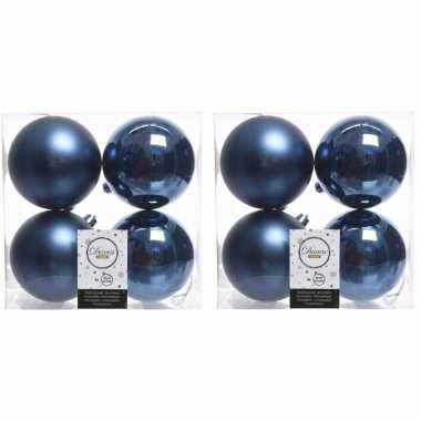 40x donkerblauwe kerstballen 10 cm kunststof mat/glans