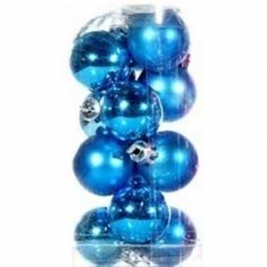Plastic mini kerstballen blauw 12 stuks 3 cm