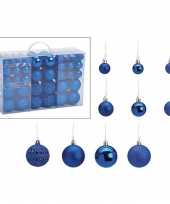 100x kunststof kerstballen blauw 3 4 en 6 cm