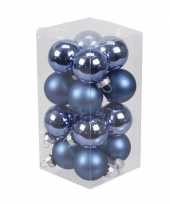 16x kobalt blauwe kleine glazen kerstballen 3 5 cm mat glans