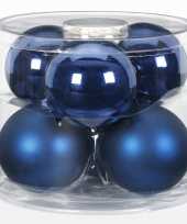 18x donkerblauwe glazen kerstballen 10 cm glans en mat