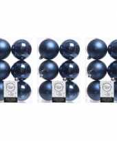 18x donkerblauwe kerstballen 8 cm kunststof mat glans