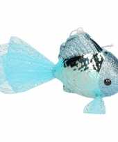 1x kersthangers figuurtjes vis petrol blauw 8 cm