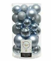 30x lichtblauwe kerstballen 4 5 6 cm kunststof mat glans glitter