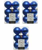 36x kobalt blauwe kerstballen 6 cm kunststof mat glans