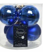 6x kobalt blauwe glazen kerstballen 8 cm glans en mat