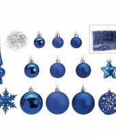 Compleet kerstversiering kerstballen pakket 101 delig blauw