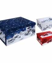 Pakket van 3x stuks blauwe kerstballen kerstversiering opbergbox 49 cm